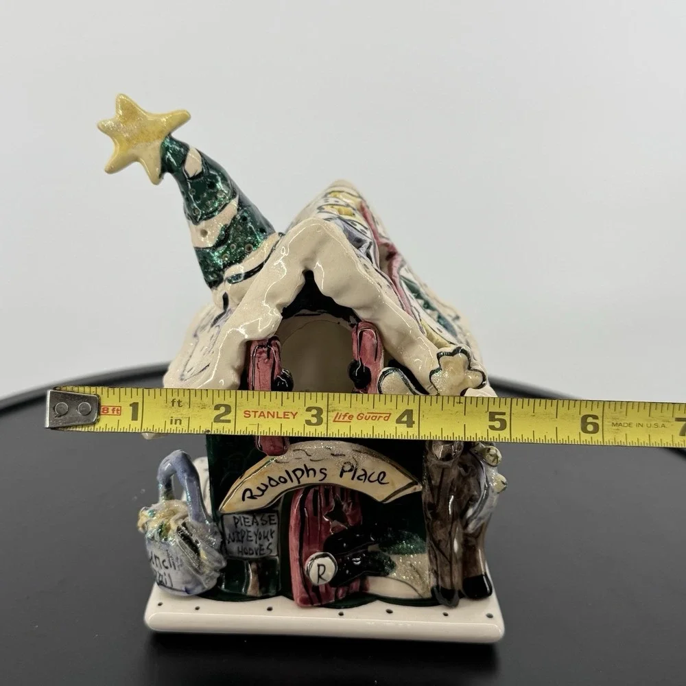 Heather Goldminc Blue Sky Clayworks Rudolph's‎ Place Tealight House w/Underplate